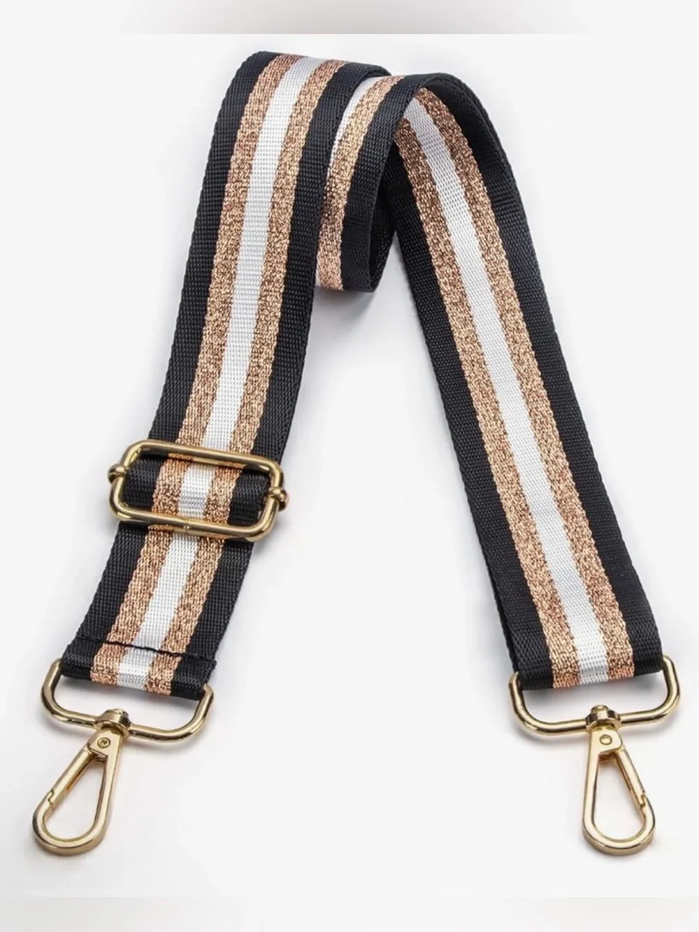 Adjustable Crossbody Bag Strap ~ 60” – Black Gold Thread Replacement Strap